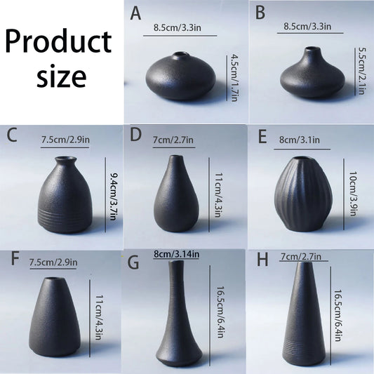 Small Black Ceramic Vase - Japanese Home Decor