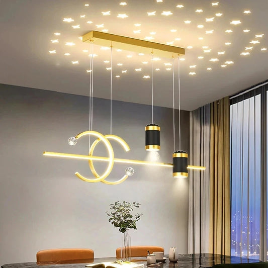 Modern 4-Light LED Chandelier with Remote Control